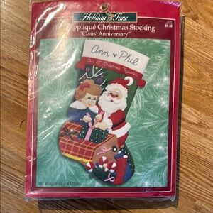 Holiday Time Festive Santa and Child Stocking